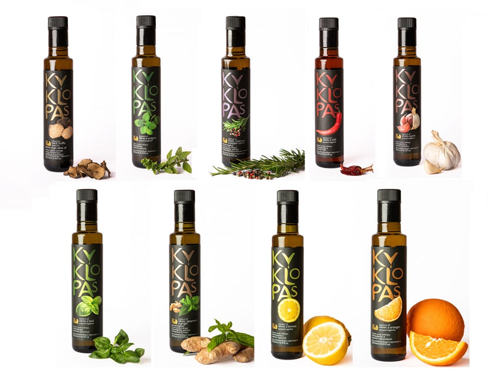 Your favourite naturally flavoured Kyklopas olive oils with new labels!