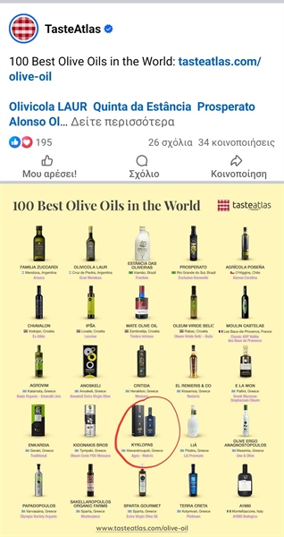 Kyklopas has been ranked among the 100 best olive oils in the world!