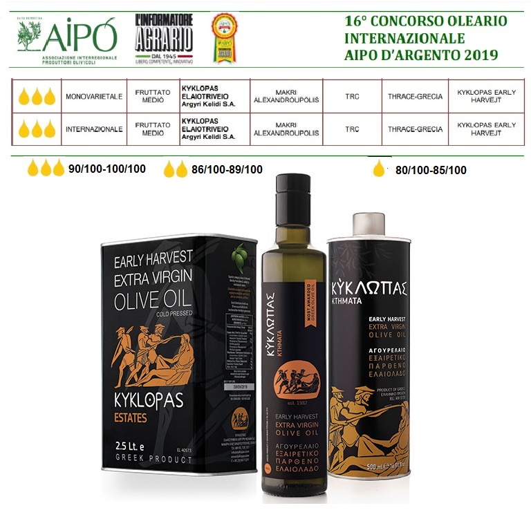 Iταλικός διαγωνισμός ΑΙPO - τρεις σταγόνες ποιότητας για τον Κύκλωπα