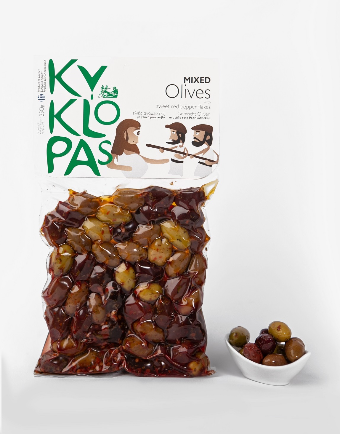 Mixed Olives with sweet red pepper flakes